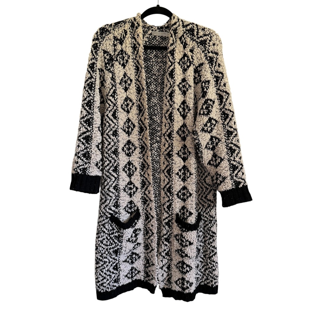 Solitaire Geometric Diamond Cardigan Womens L Popcorn Knit Duster Fall Tribal
